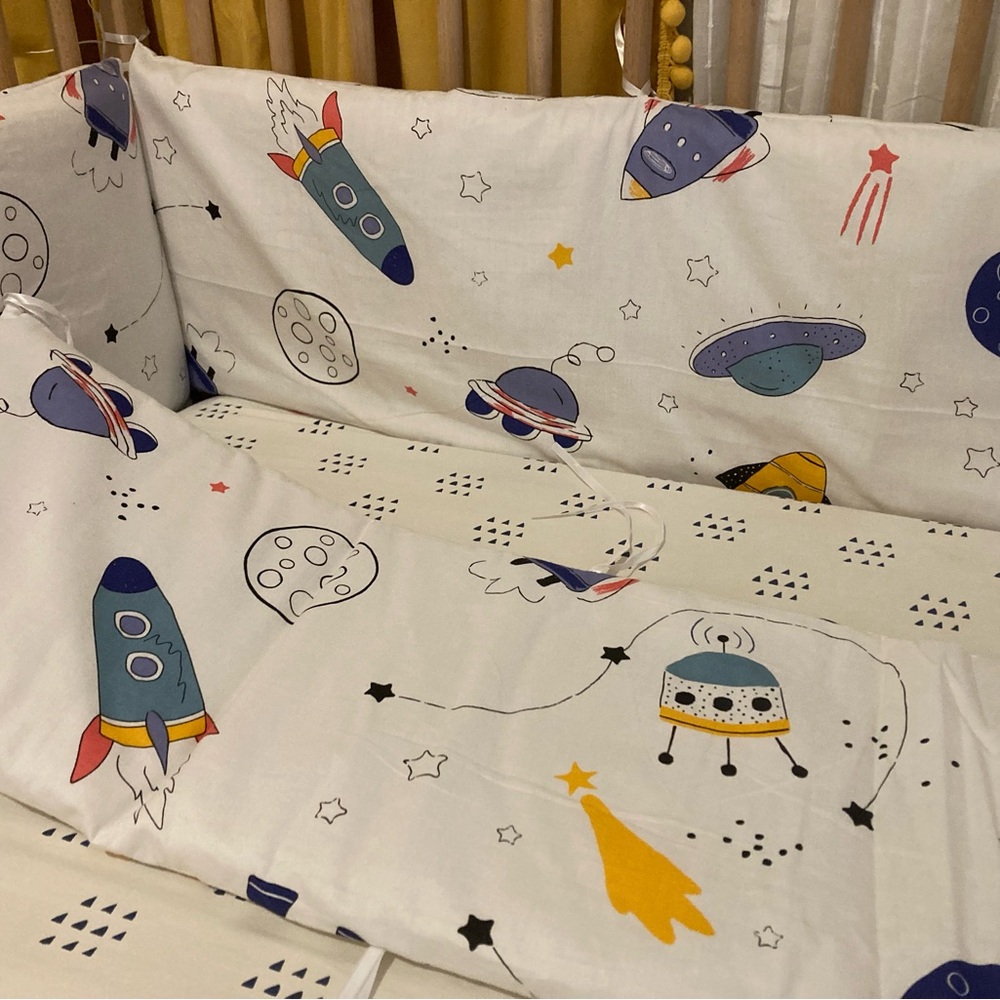 Space Theme Toddler Crib Liner Set